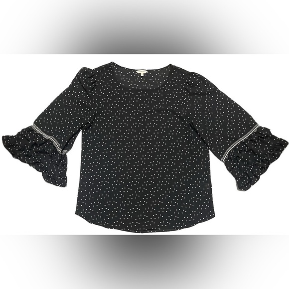 Max Studio London Womens Printed Tunic Blouse Blacl and White Polka Dots Large - Picture 3 of 16